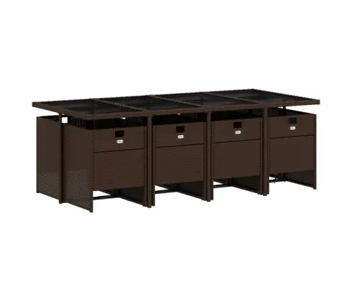 9-Daļīgs Dārza Mēbeļu Komplekts, Matrači, Brūna Pe Rotangpalma Vidaxl