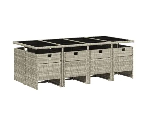 9-Daļīgs Dārza Mēbeļu Komplekts, Matrači,Gaiši Pelēka Pe Pinums Vidaxl