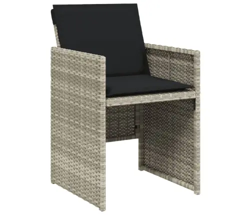 9-Daļīgs Dārza Mēbeļu Komplekts, Matrači,Gaiši Pelēka Pe Pinums Vidaxl