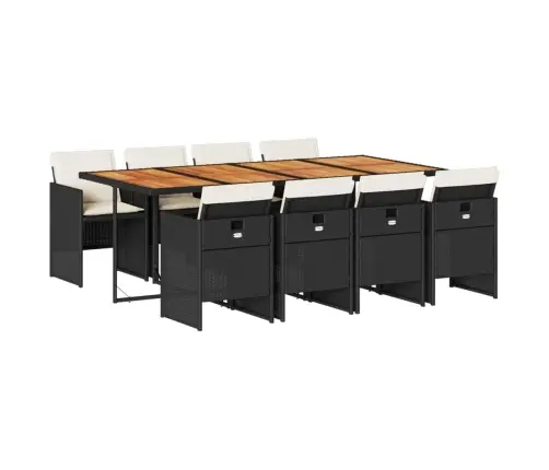 9-Osaline Aiamööbli Komplekt Patjadega, Must, Polürotang