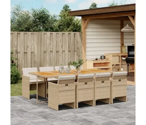 9-Daļīgs Virtuves Mēbeļu Komplekts Ar Matračiem, Pe Rotangpalma Vidaxl