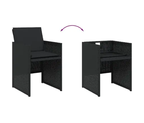 11-Osaline Aiamööbli Komplekt Patjadega, Must, Polürotang