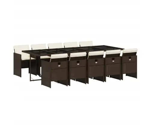 11-Daļīgs Dārza Mēbeļu Komplekts, Matrači, Brūna Pe Rotangpalma Vidaxl