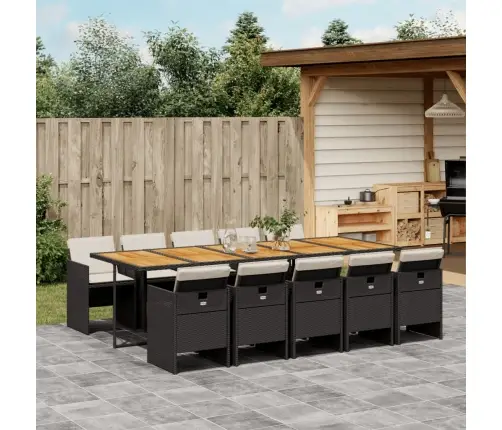 Sodo Komplektas Su Pagalvėlėmis, 11 Dalių, Juodas, Poliratanas