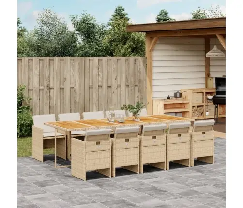 11-Osaline Aiamööbli Komplekt Patjadega, Beež, Polürotang