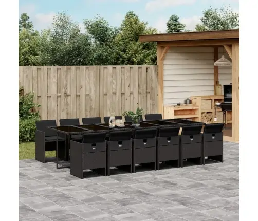 13-Daļīgs Dārza Mēbeļu Komplekts Ar Matračiem, Melns Pe Vidaxl