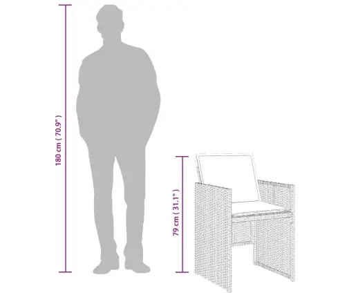 13-Osaline Aia Söögimööbli Komplekt Patjadega, Beež, Pe-Rotang
