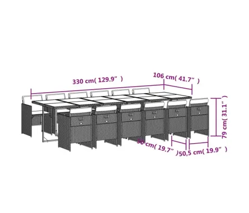 13-Osaline Aia Söögimööbli Komplekt Patjadega, Beežid Toonid