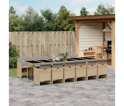 13-Osaline Aia Söögimööbli Komplekt Patjadega, Beežid Toonid