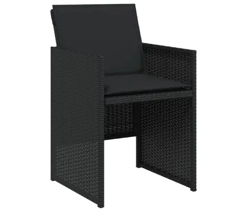 9-Daļīgs Dārza Mēbeļu Komplekts, Matrači, Melns, Pe Rotangpalma Vidaxl