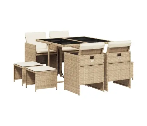 9-Daļīgs Virtuves Mēbeļu Komplekts Ar Matračiem, Pe Rotangpalma Vidaxl