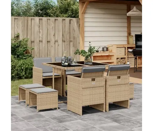 9-Daļīgs Virtuves Mēbeļu Komplekts Ar Matračiem, Pe Rotangpalma  Vidaxl