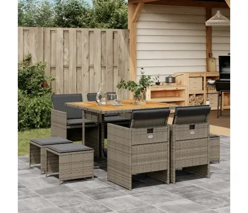 9-Daļīgs Dārza Mēbeļu Komplekts Ar Matračiem, Pe Rotangpalma Vidaxl