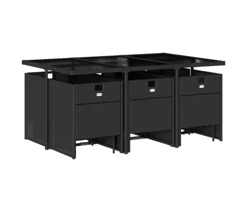 11-Daļīgs Dārza Mēbeļu Komplekts, Matrači, Melna Pe Rotangpalma Vidaxl