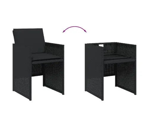 11-Daļīgs Dārza Mēbeļu Komplekts, Matrači, Melna Pe Rotangpalma Vidaxl