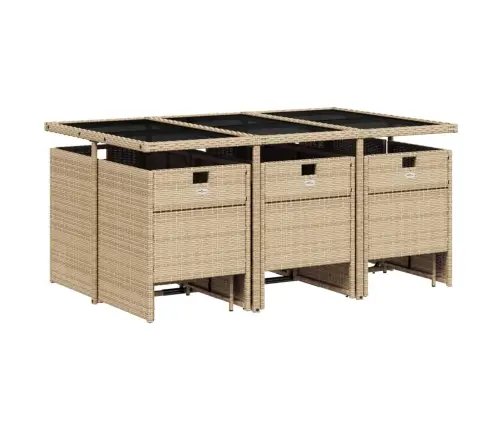 11-Daļīgs Virtuves Mēbeļu Komplekts Ar Matračiem,Pe Rotangpalma Vidaxl