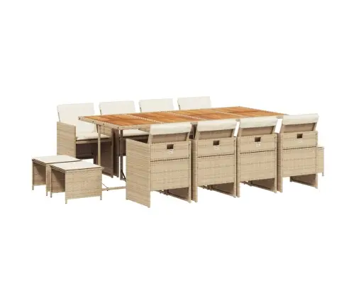 13-Daļīgs Dārza Mēbeļu Komplekts Ar Matračiem, Pe Rotangpalma Vidaxl