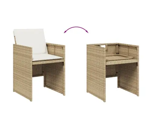 15-Daļīgs Dārza Mēbeļu Komplekts, Matrači, Bēša Pe Rotangpalma Vidaxl