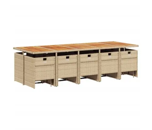 15-Osaline Aia Söögimööbli Komplekt Patjadega, Beež, Pe-Rotang