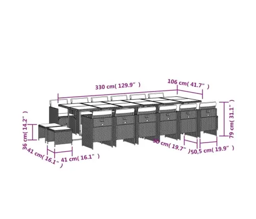 Sodo Komplektas Su Pagalvėlėmis, 17 Dalių, Rudas, Poliratanas