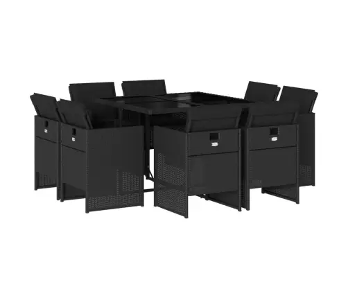 Sodo Komplektas Su Pagalvėlėmis, 9 Dalių, Juodas, Poliratanas