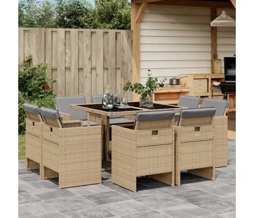 9-Osaline Aia Söögimööbli Komplekt Patjadega, Beežid Toonid