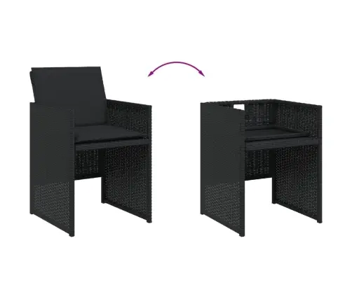 11-Daļīgs Dārza Mēbeļu Komplekts, Matrači, Melna Pe Rotangpalma Vidaxl