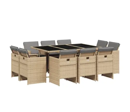 11-Osaline Aia Söögimööbli Komplekt Patjadega, Beežid Toonid