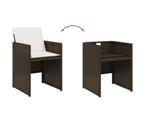 Sodo Komplektas Su Pagalvėlėmis, 13 Dalių, Rudas, Poliratanas