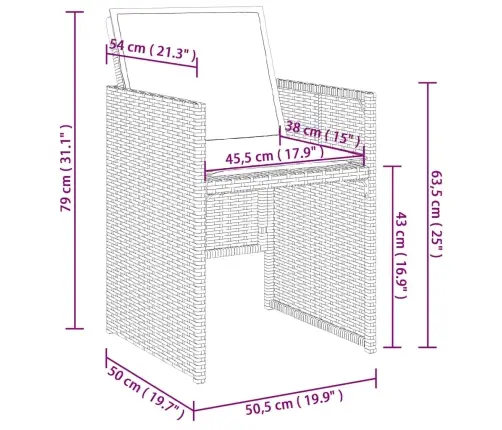 Sodo Komplektas Su Pagalvėlėmis, 13 Dalių, Rudas, Poliratanas
