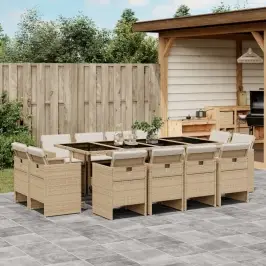 13-Daļīgs Dārza Mēbeļu Komplekts Ar Matračiem, Pe Rotangpalma Vidaxl