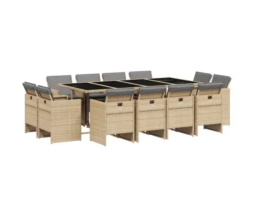 13-Osaline Aia Söögimööbli Komplekt Patjadega, Beežid Toonid