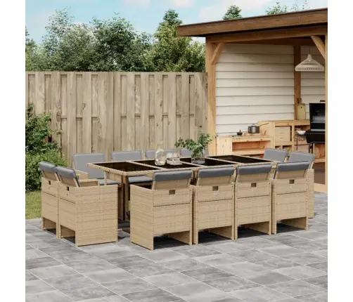 13-Osaline Aia Söögimööbli Komplekt Patjadega, Beežid Toonid