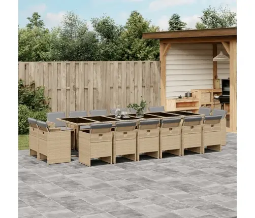 17-Daļīgs Virtuves Mēbeļu Komplekts Ar Matračiem,Pe Rotangpalma Vidaxl