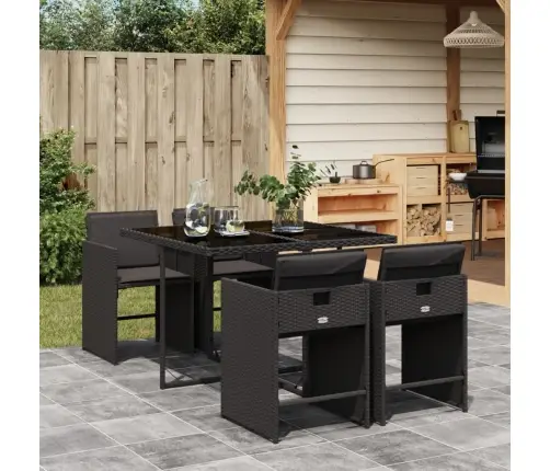 Sodo Komplektas Su Pagalvėlėmis, 5 Dalių, Juodas, Poliratanas