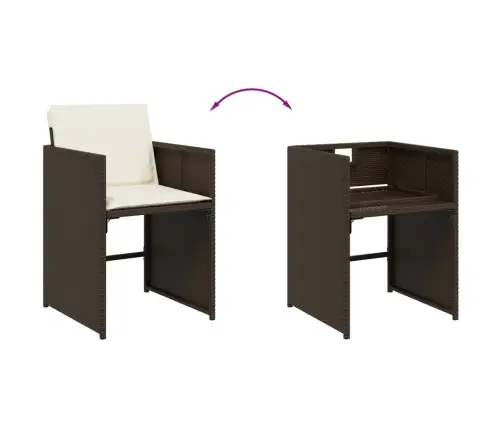 5-Osaline Aia Söögimööbli Komplekt Patjadega, Pruun, Polürotang