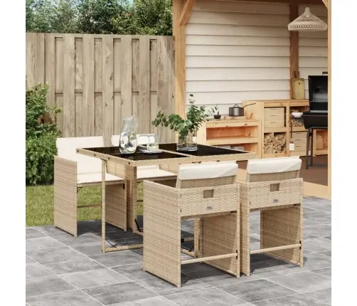 5-Osaline Aiamööbli Komplekt Patjadega, Beež, Polürotang