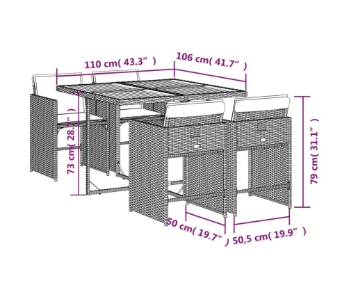 Sodo Komplektas Su Pagalvėlėmis, 5 Dalių, Pilkas, Poliratanas
