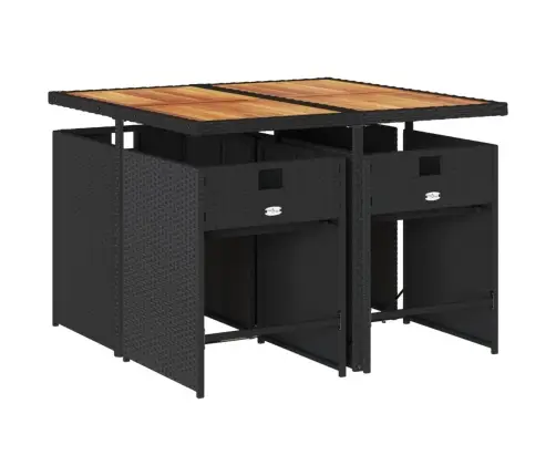 5-Daļīgs Dārza Mēbeļu Komplekts, Matrači, Melna Pe  Rotangpalma Vidaxl