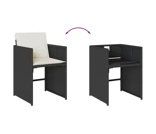 7-Osaline Aiamööblikomplekt Patjadega, Must, Polürotang