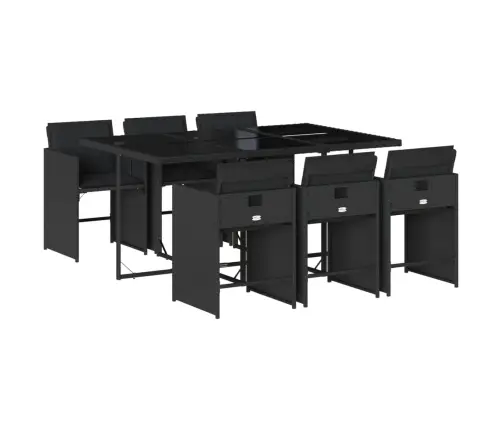 Sodo Komplektas Su Pagalvėlėmis, 7 Dalių, Juodas, Poliratanas