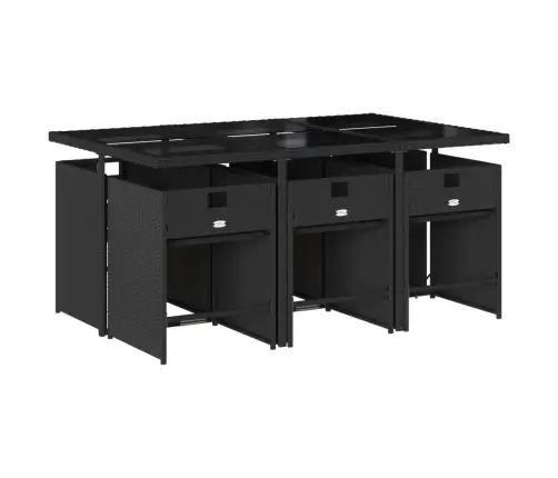 Sodo Komplektas Su Pagalvėlėmis, 7 Dalių, Juodas, Poliratanas