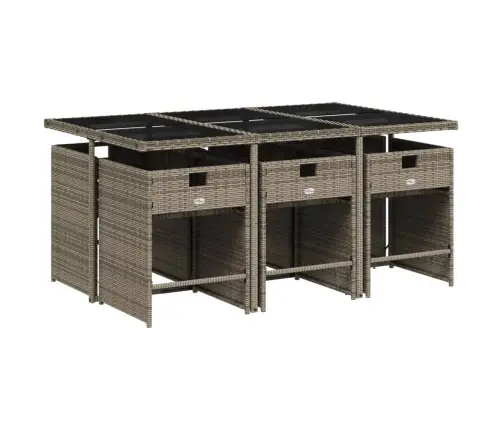 7-Osaline Aiamööbli Komplekt Patjadega, Hall, Polürotang