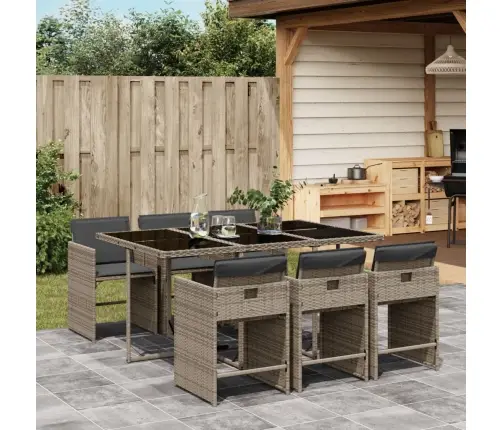 7-Osaline Aiamööbli Komplekt Patjadega, Hall, Polürotang