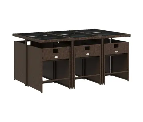 7-Osaline Aia Söögimööbli Komplekt Patjadega, Pruun, Polürotang