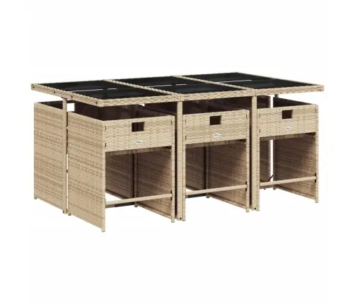 Sodo Komplektas Su Pagalvėlėmis, 7 Dalių, Smėlio, Poliratanas