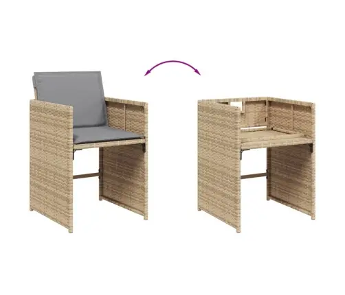 Sodo Komplektas Su Pagalvėlėmis, 7 Dalių, Smėlio, Poliratanas