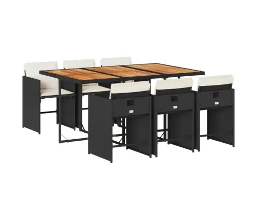 Sodo Komplektas Su Pagalvėlėmis, 7 Dalių, Juodas, Poliratanas