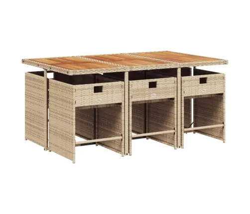 7-Daļīgs Dārza Mēbeļu Komplekts, Matrači, Bēša Pe Rotangpalma Vidaxl