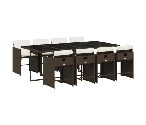 Sodo Komplektas Su Pagalvėlėmis, 9 Dalių, Rudas, Poliratanas